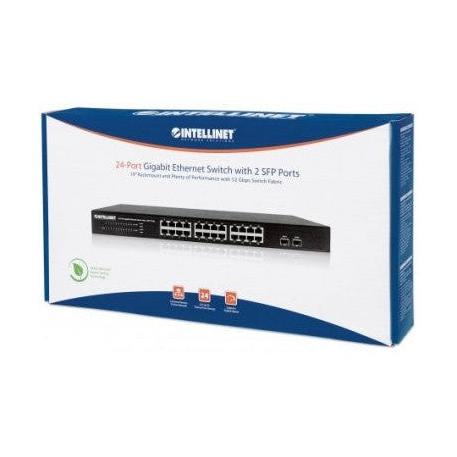 Switch Intellinet Gigabit Ethernet 561044, 24 Puertos 10/100/1000Mbps + 2 Puertos SFP, 52 Gbit/s, 8192 Entradas - No Administrable