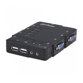 Manhattan Switch KVM de 4 Puertos, USB, VGA