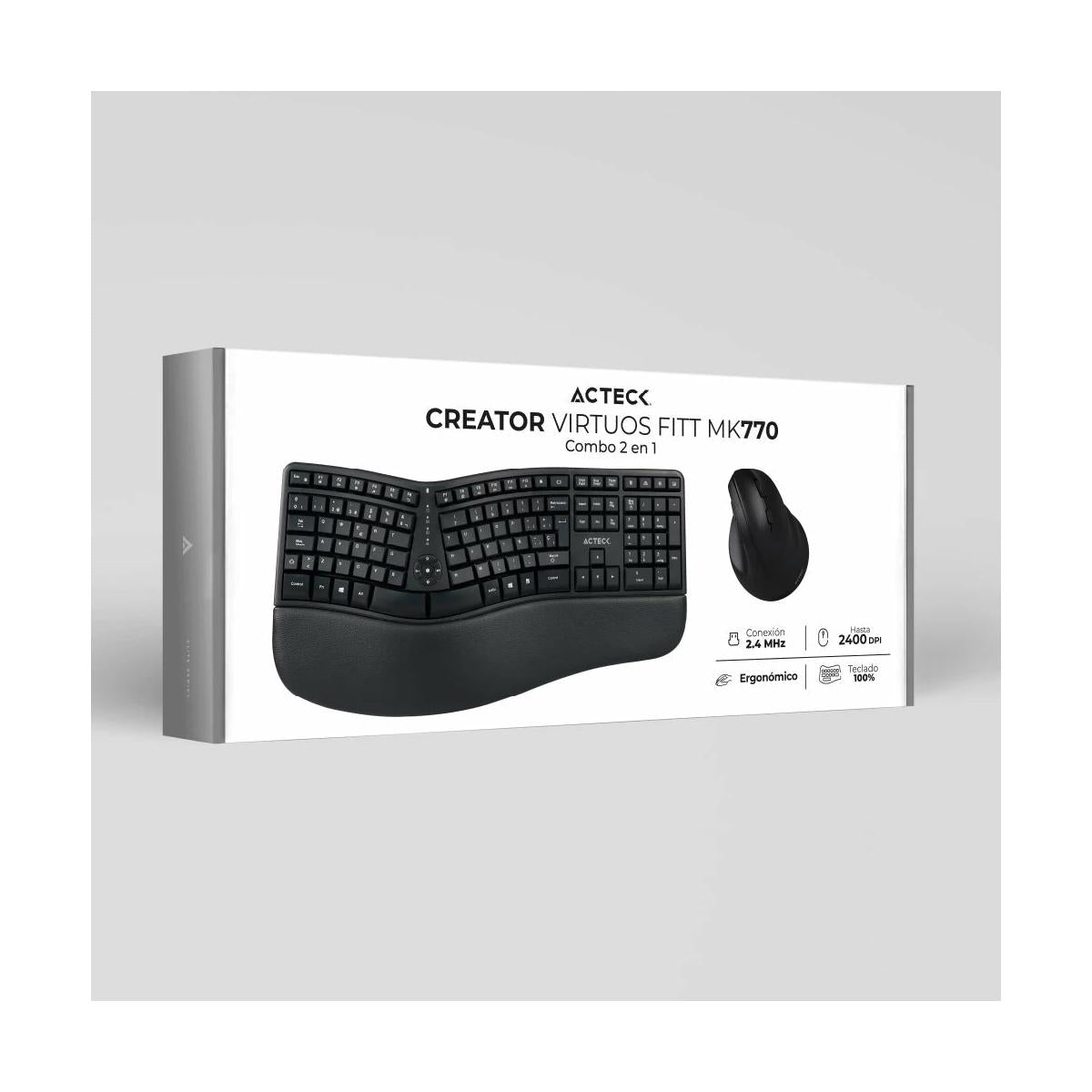 Kit de Teclado y Mouse Acteck Creator Virtuos Fitt MK770, Inalámbrico, RF Inalámbrico, Negro (Español)
