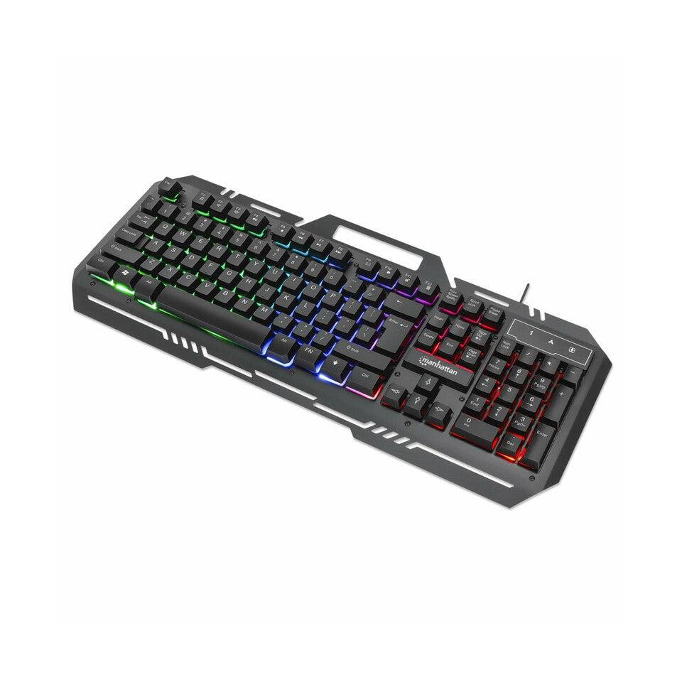 Teclado Gamer Manhattan 180610 RGB, Alámbrico, Negro (Español)