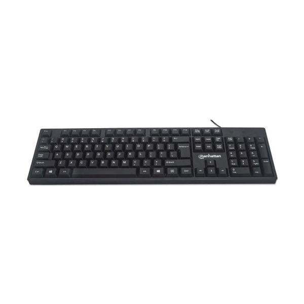 Teclado Manhattan 179324, Alámbrico, USB, Negro, Inglés