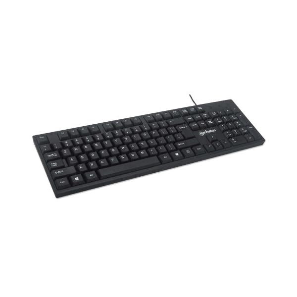 Teclado Manhattan 179324, Alámbrico, USB, Negro, Inglés