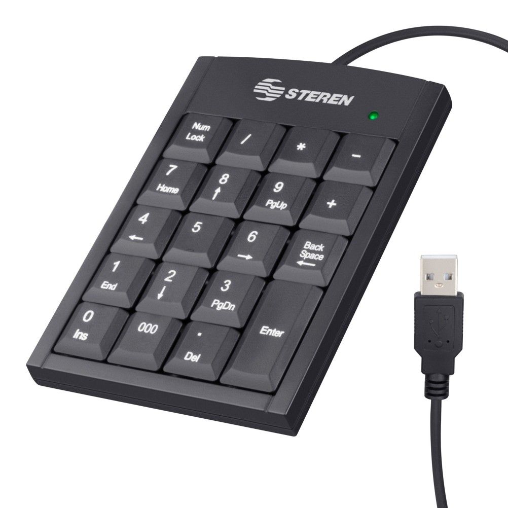 Teclado Numérico Steren COM-625 Alámbrico USB Plug and Play Negro