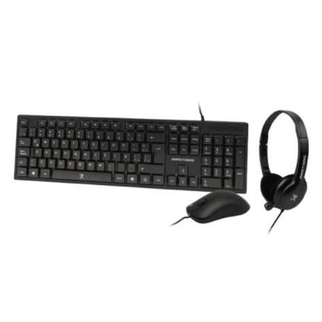 Kit de Teclado, Mouse y Audífonos Perfect Choice PC-201717, Alámbrico, USB, Negro (Español)