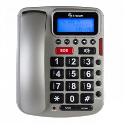 Teléfono Alámbrico Steren TEL-235 LED Identificador de Llamadas Plata
