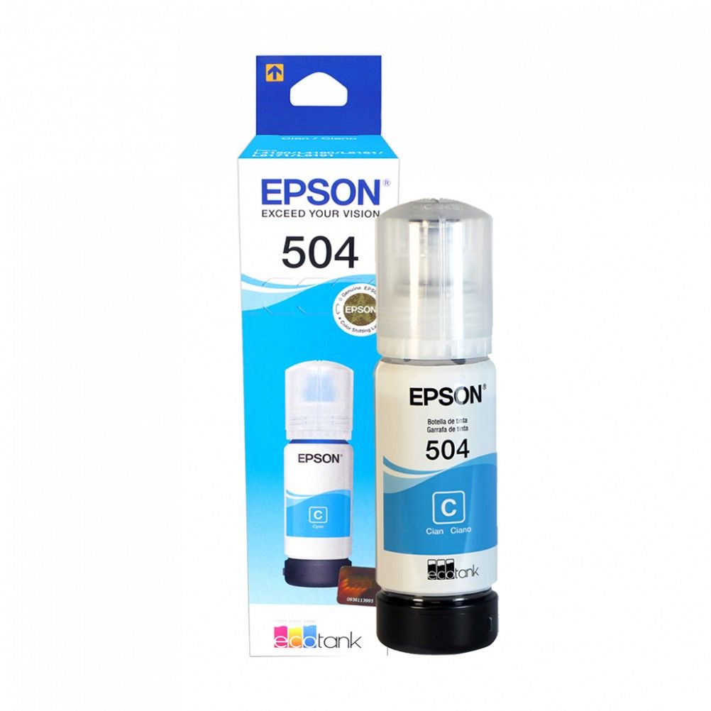 Tinta para Impresora Epson Original T504 Color Cian EcoTank L4150/L4160