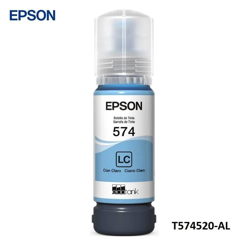 Botella de Tinta Epson t574520 al color cian claro rendimiento 7 300 paginas compatible con ecotank l8050 l18050