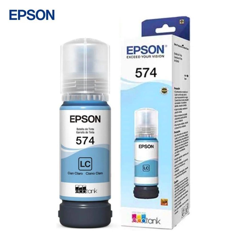 Botella de Tinta Epson t574520 al color cian claro rendimiento 7 300 paginas compatible con ecotank l8050 l18050