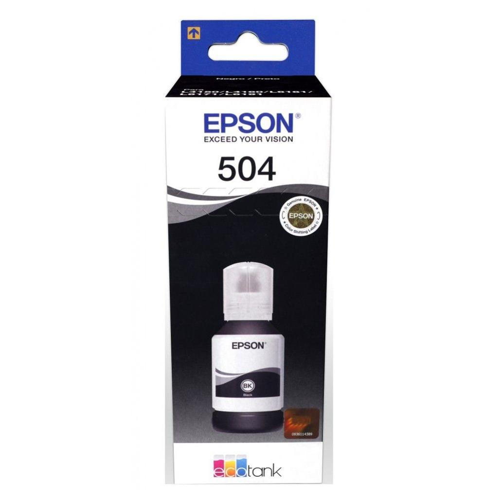 Tinta para Impresora Epson Original T504 Color Negro 127ml EcoTank L4150/L4160