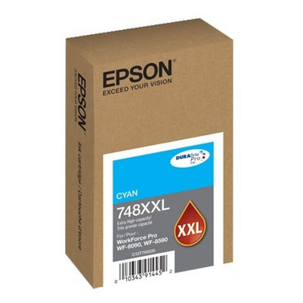Cartucho de Tinta Epson t748xxl220 cian 7000 paginas workforce pro wf 6590 wf 8590