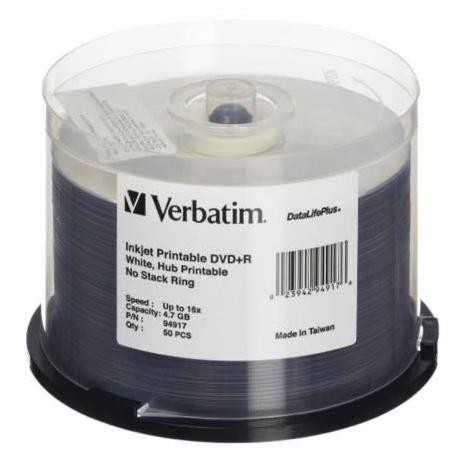 Verbatim Torre de Discos Virgenes Imprimible para DVD, DVD+R, 4.7GB, 50 Piezas