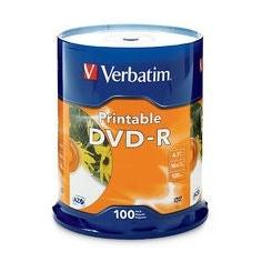 Verbatim Torre de Discos Virgenes Imprimibles para DVD, DVD-R, 16x, 100 Discos