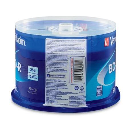 Verbatim Torre de Discos Virgenes para Blu-Ray, BD-R, 6x, 25GB, 50 Piezas