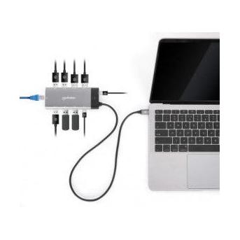Docking USB-C 130714, 2xHDMI, 5xUSB-A, USB-C, USB-C PD, Gris