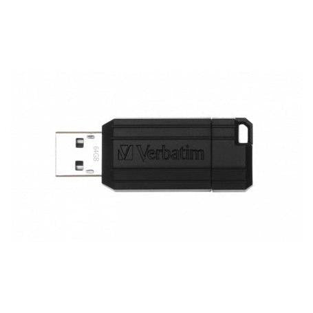 Memoria USB Verbatim PinStripe, 64GB, USB 2.0, Lectura 12MB/s, Escritura 5MB/s, Negro