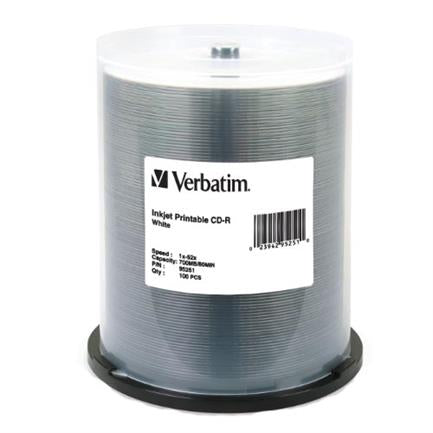 Verbatim Torre de Discos Virgenes Imprimibles para CD, CD-R, 52x, 100 Discos
