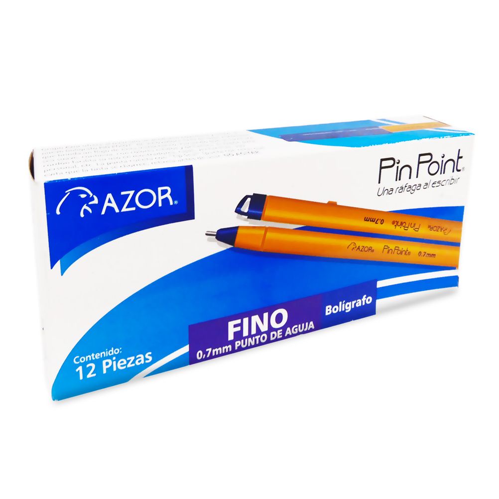 Boligrafo Azor Pin Pont Punta Fina 0.7mm Tinta Color Azul 12 Pieza(s).