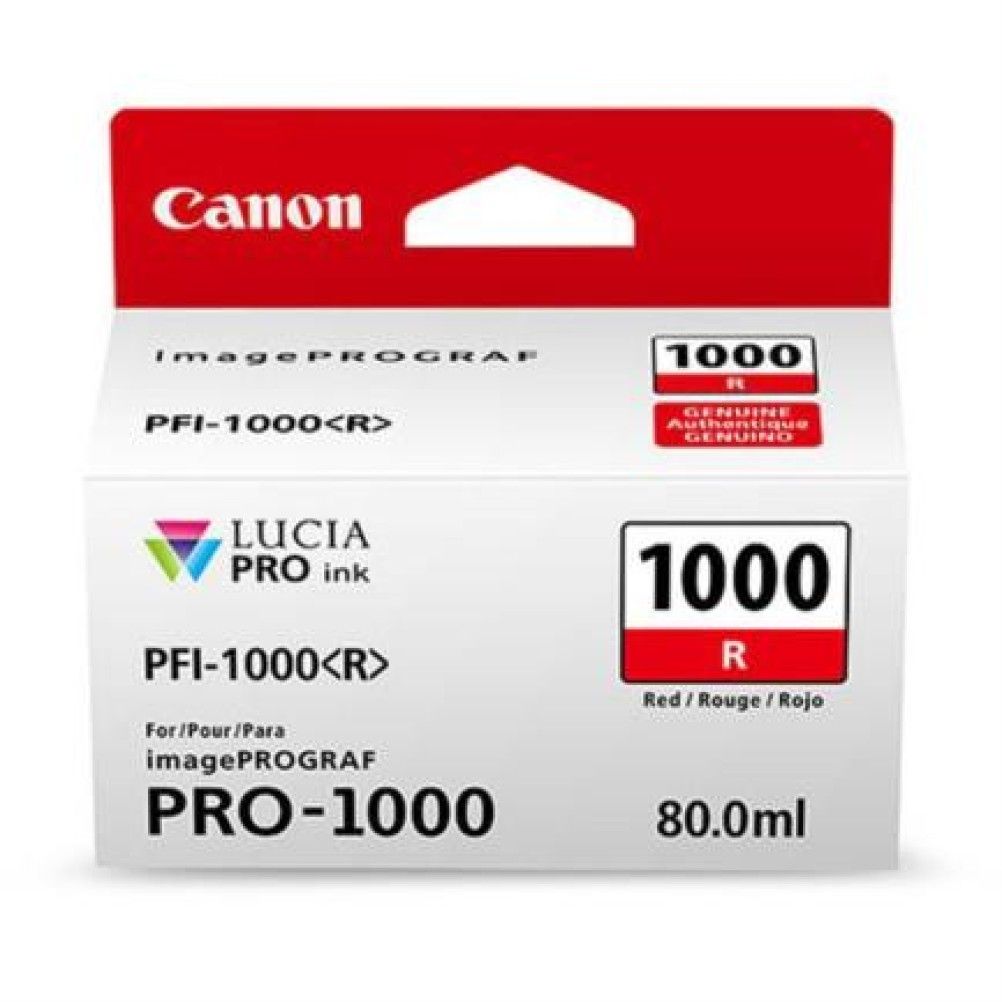 Cartucho de Tinta Canon PFI-1000R Lucia Pro Ink Tank Color Rojo 80ml Compatible imagePROGRAF PRO-1000