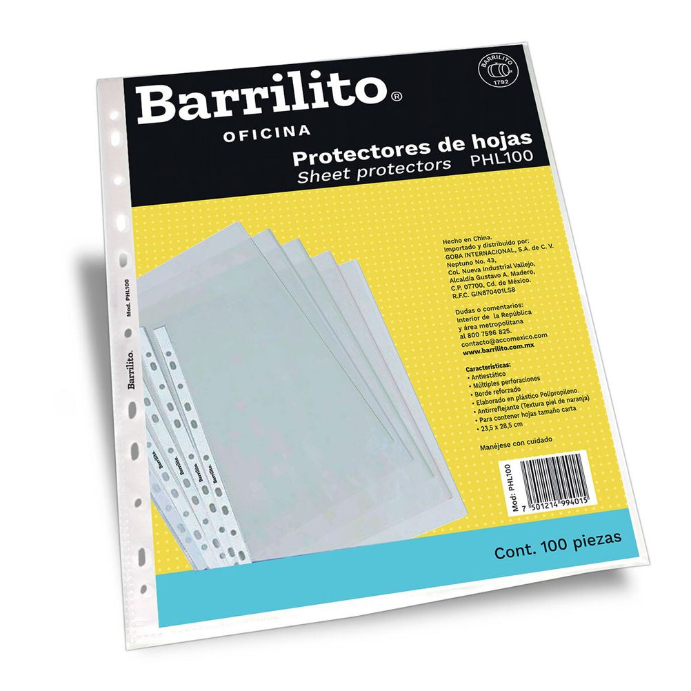 Protectores de Hojas Tamaño Carta Transparentes 100 Pieza(s)