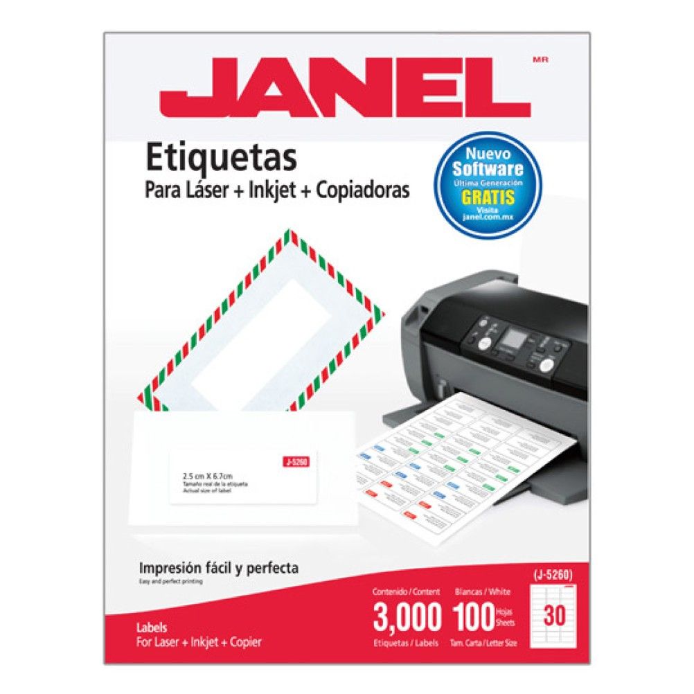 ETIQUETA JANEL LASER 25X67 100H C/3000