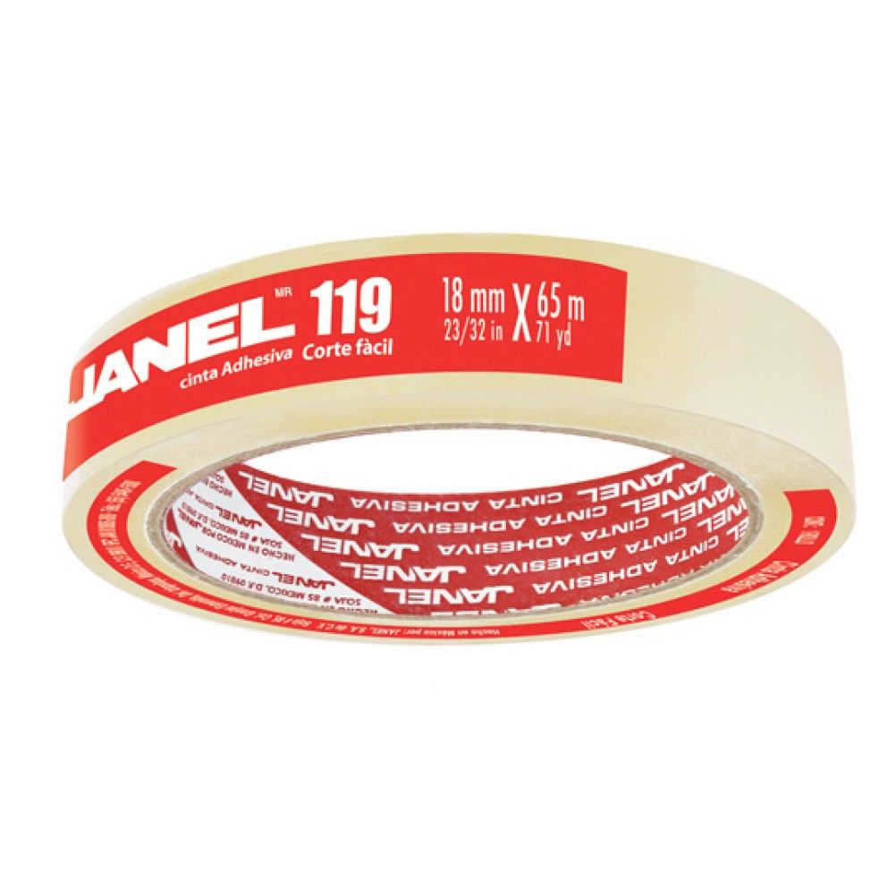 Cinta Adhesiva Corte Facil Janel 119 Transparente De 18 Mm X 65 M 1 Pza