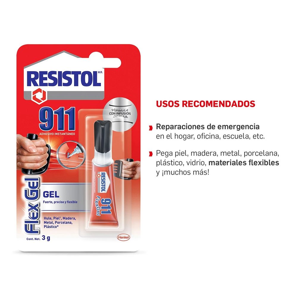 Pegamento Resistol 911 Super Gel de 3gr Secado Rapido Color Rojo