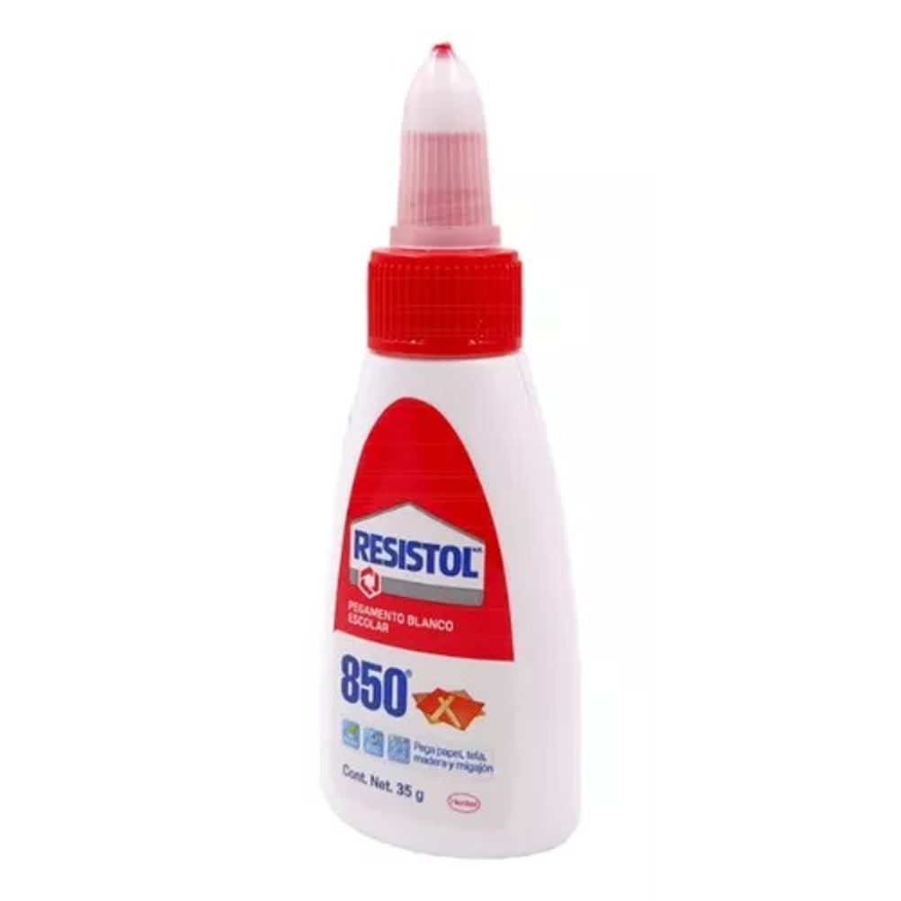 Pegamento Liquido Resistol 850 de 35gr Polipropileno Color Blanco Paquete con 12 Pieza(s)