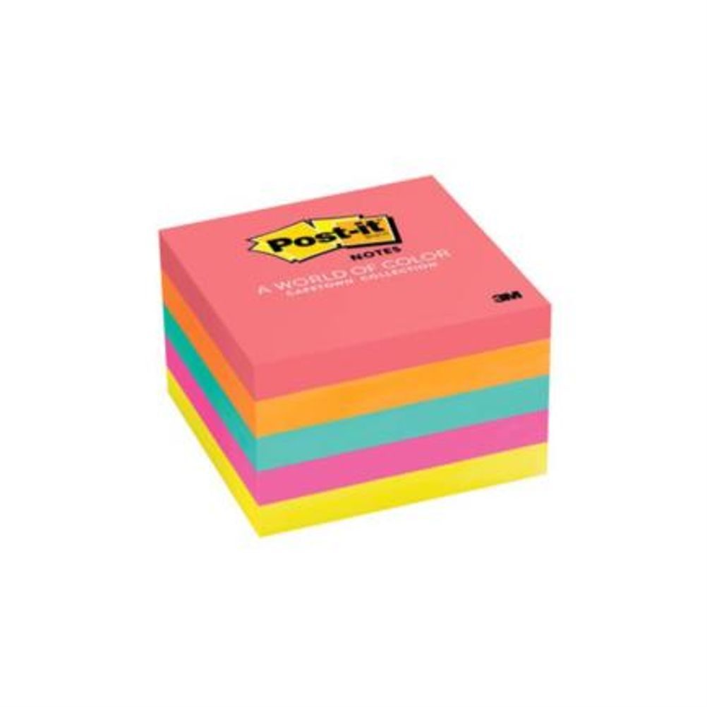 Cubo de Notas Adhesivas 3M Post-It Cuadrado (3x3) Papel Color Neon 75 Hoja(s) 5 Pieza(s)