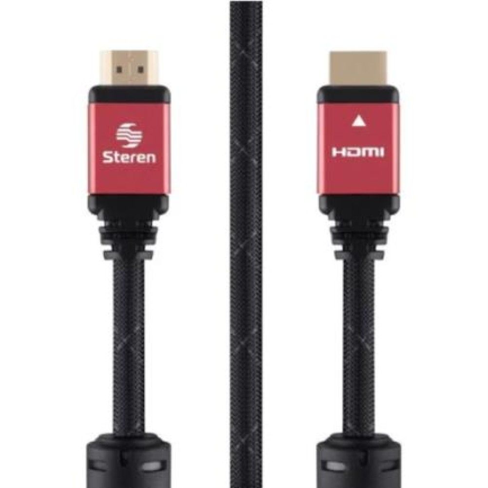 Cable HDMI Steren 299-812 Macho/Hembra HADMI/HDIMI Filtros de Ferrita 3.6m Negro, Rojo