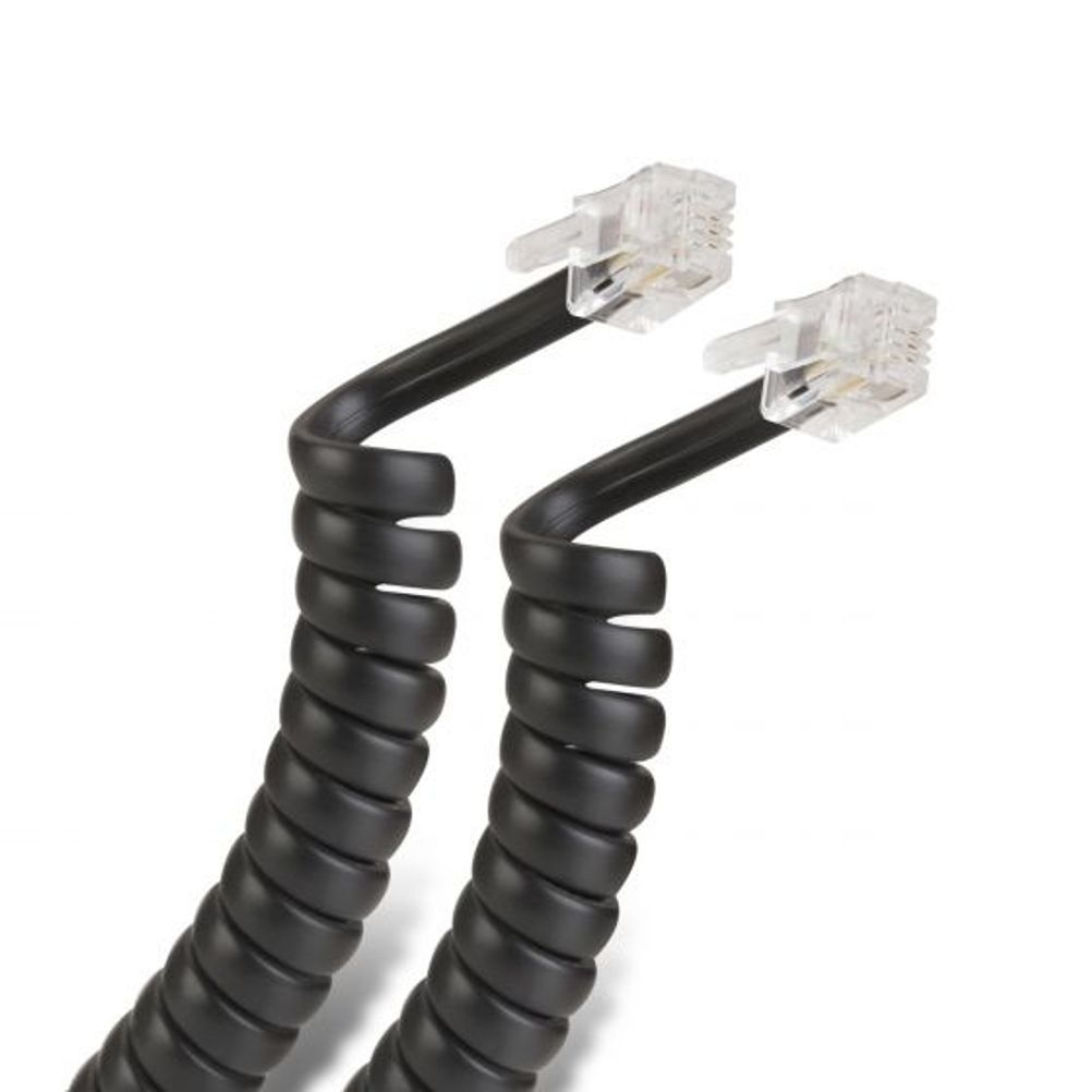 Cable Espiral Telefónico Steren 302-015N Macho/Macho 4.5m RJ-9/RJ-9 PVC 4.5m Color Negro