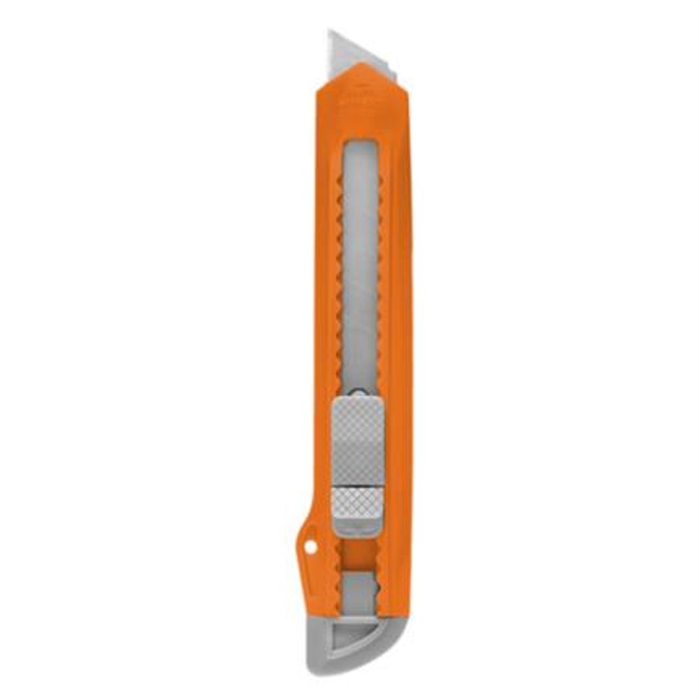 Cutter Barrilito Delta CD750 Navaja de Acero Deslizable Plástico Aluminio Metal Color Naranja