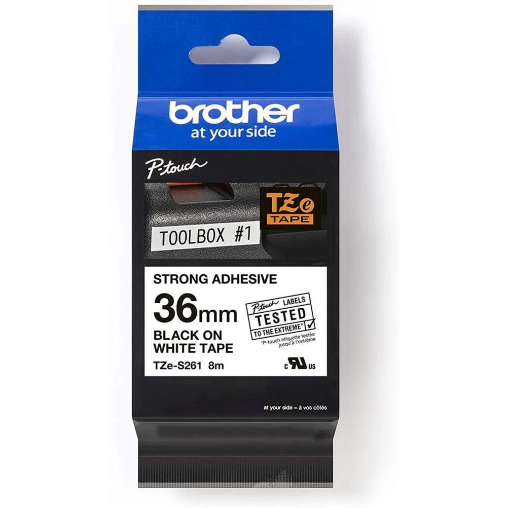 Cinta para Impresora de Etiquetas Brother TZeS261 TZ Negro sobre Blanco