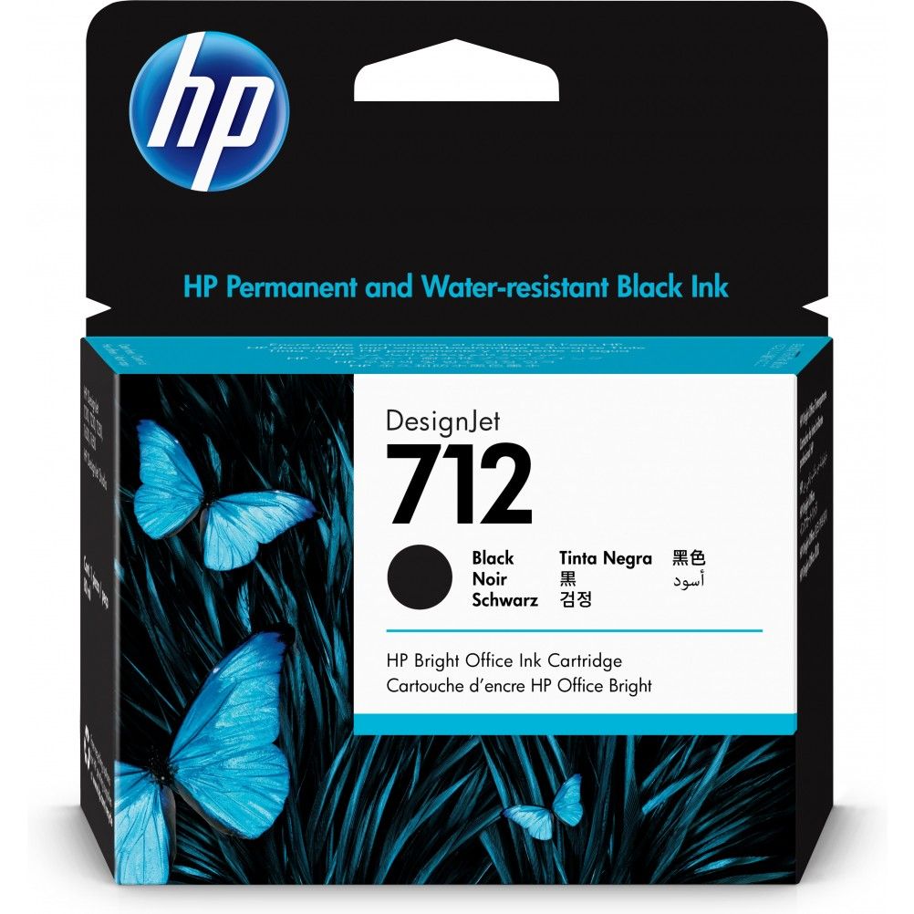 Cartucho de Tinta HP 712 Negro Calidad Estándar DesignJet T210, T230, T250