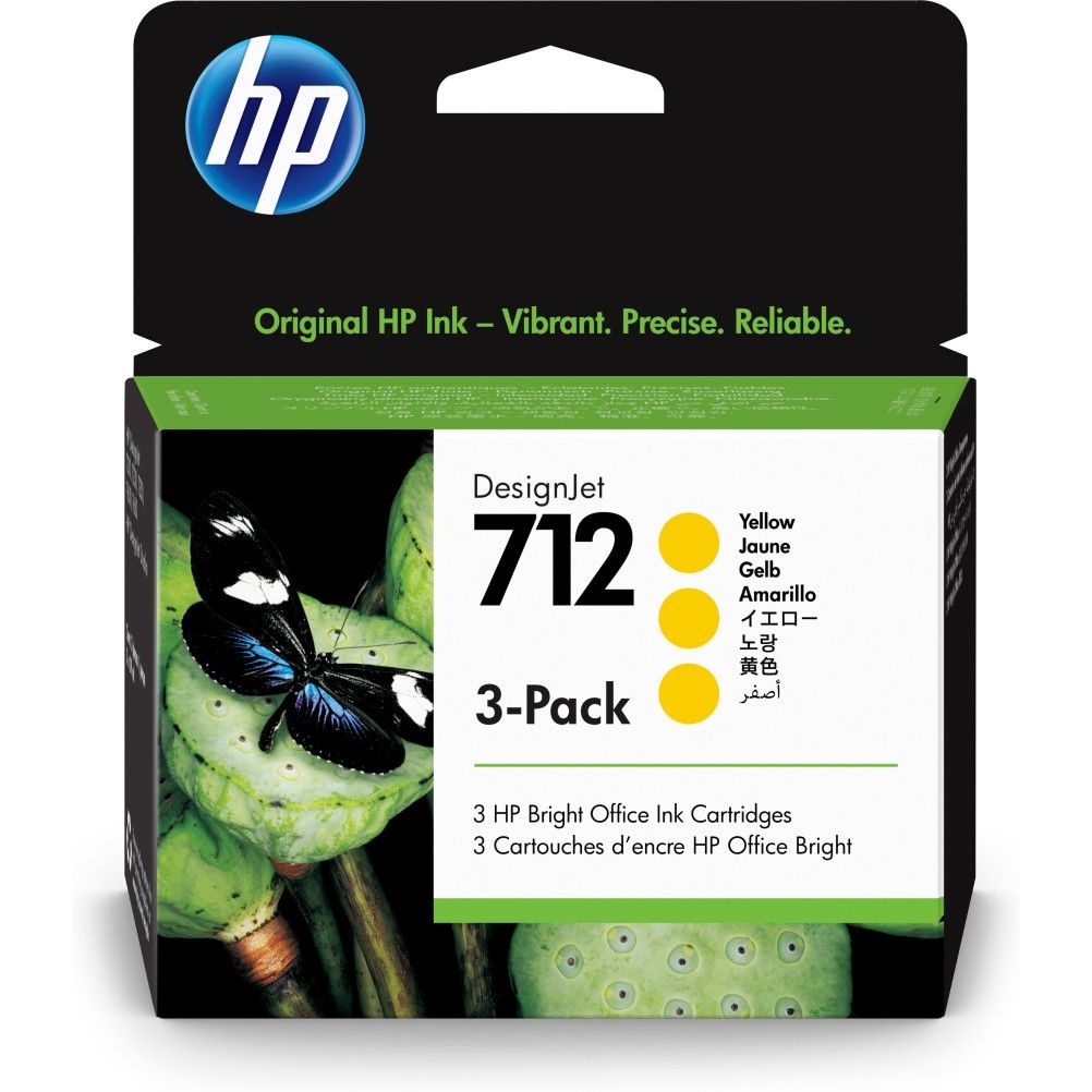 Kit de Cartucho de Tinta HP 712 3-pack 29-ml Amarillo 1400 Pagina(s) DesignJet T210, T230, T250 3 Pieza(s)