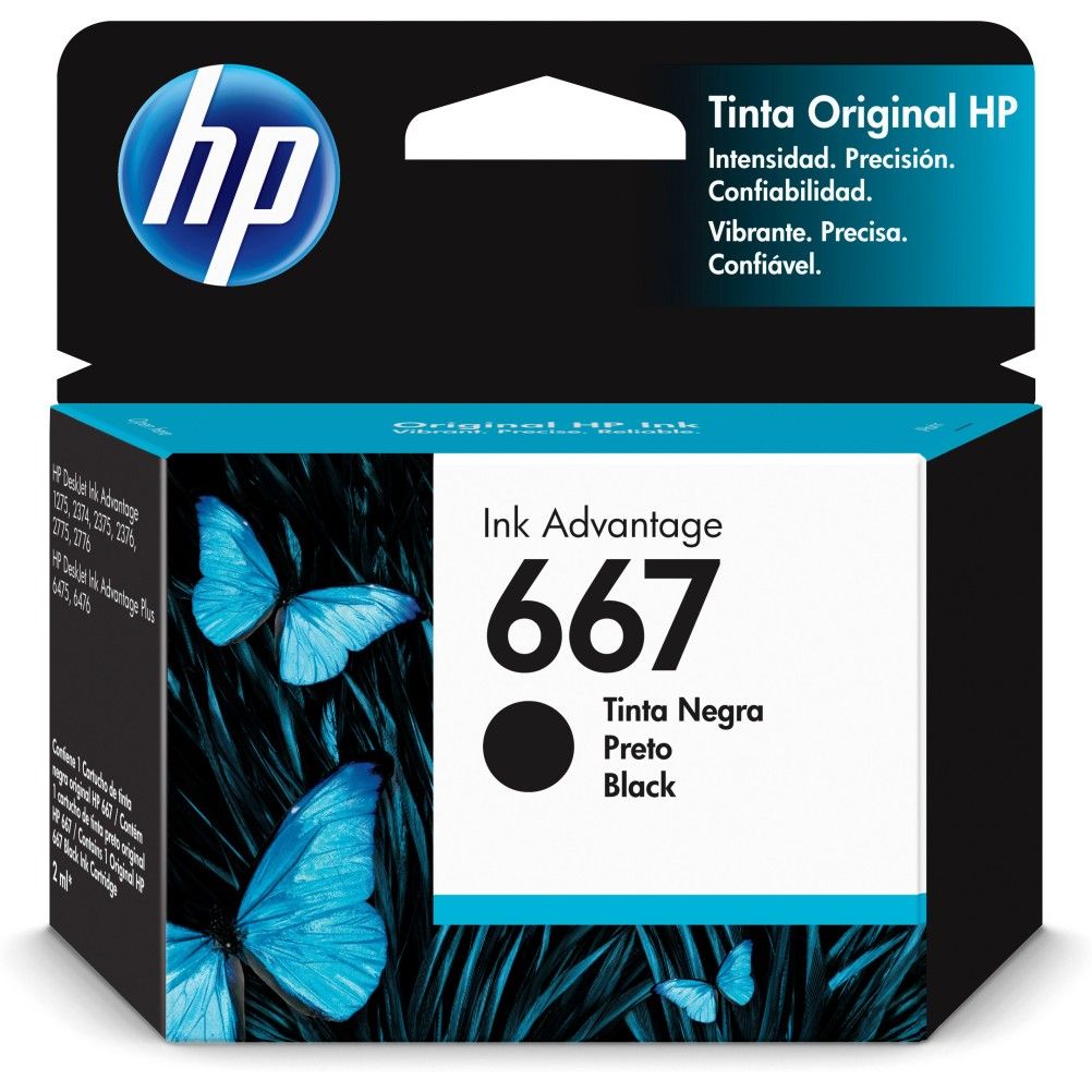 Cartucho de Tinta HP 667 Negro Deskjet Ink Advantage 1200 Printer