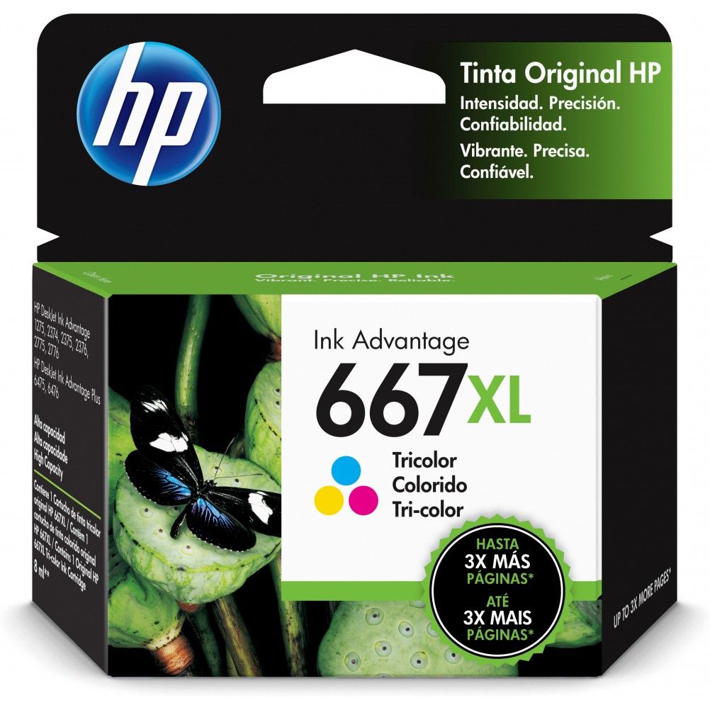 CARTUCHO HP 667XL TRICOLOR ORIGINAL, 330 PÁGINAS 3YM80AL