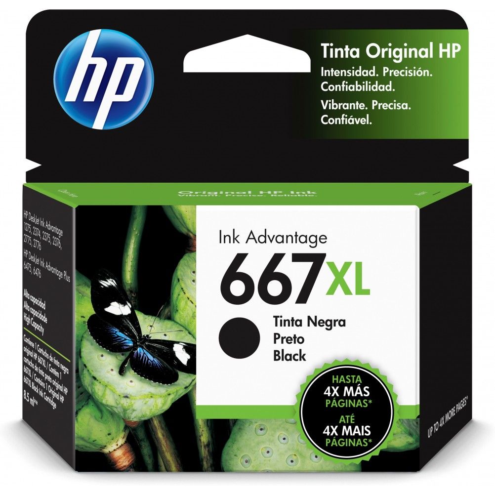 CARTUCHO HP 667XL NEGRO ORIGINAL, 480 PÁGINAS 3YM81AL