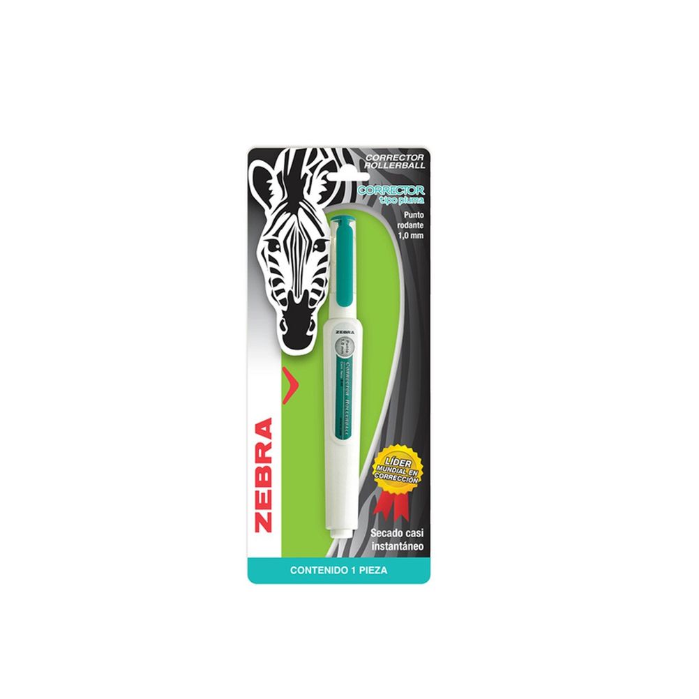 Corrector Zebra Rollerball Tipo Pluma Punta Rodante 1.0mm Blanco