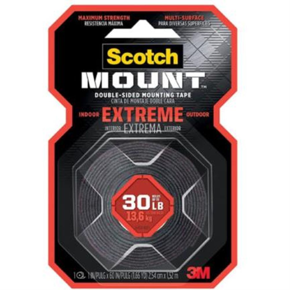 Cinta de Montaje 3M Extrema Scotch-Mount 414H (2.54cmx1.52m) en Caja Duplex Polipropileno Acrilico Negro