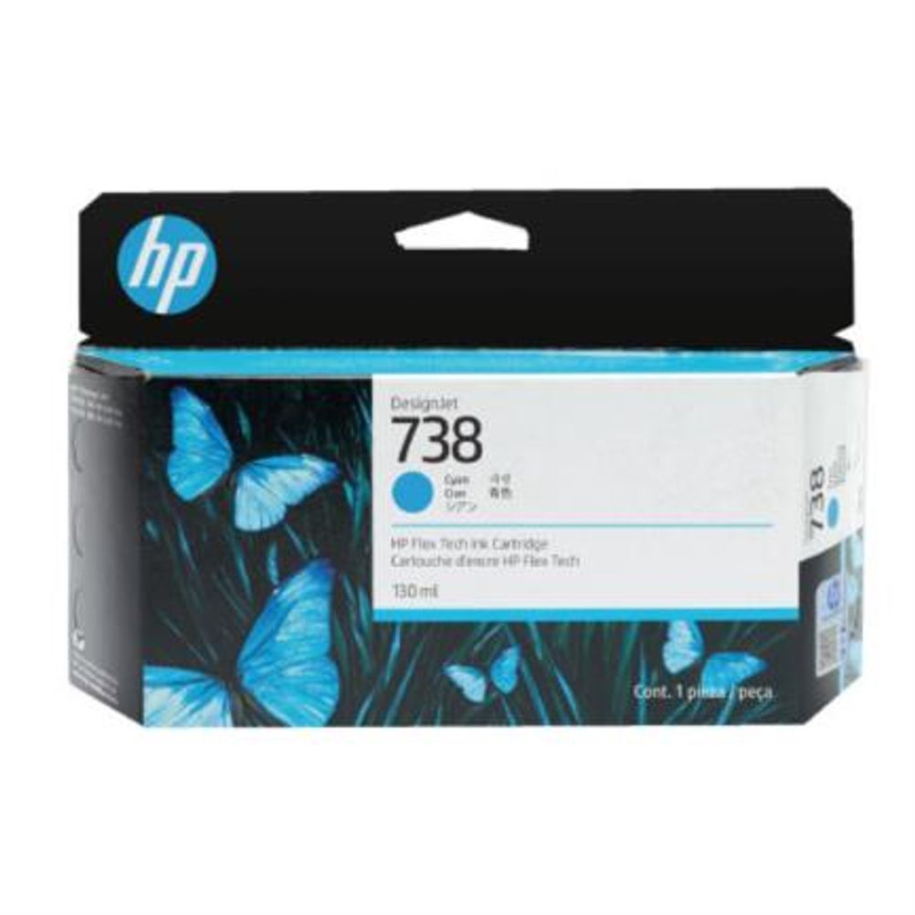 Cartucho de Tinta HP 738 498N5A Color Cian Rendimiento 130ml Compatible con DesignJet DesignJet Series T950, T850