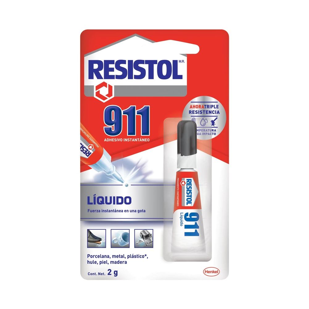 Pegamento Liquido Resistol 911de 2gr Secado Rapido Color Rojo