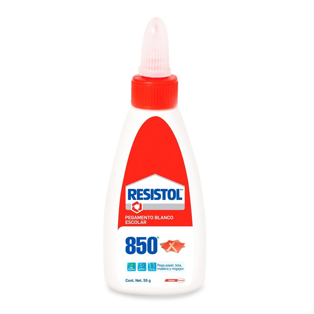 Pegamento Liquido Resistol 850 de 55gr Polipropileno Color Blanco Paquete con 12 Pieza(s)