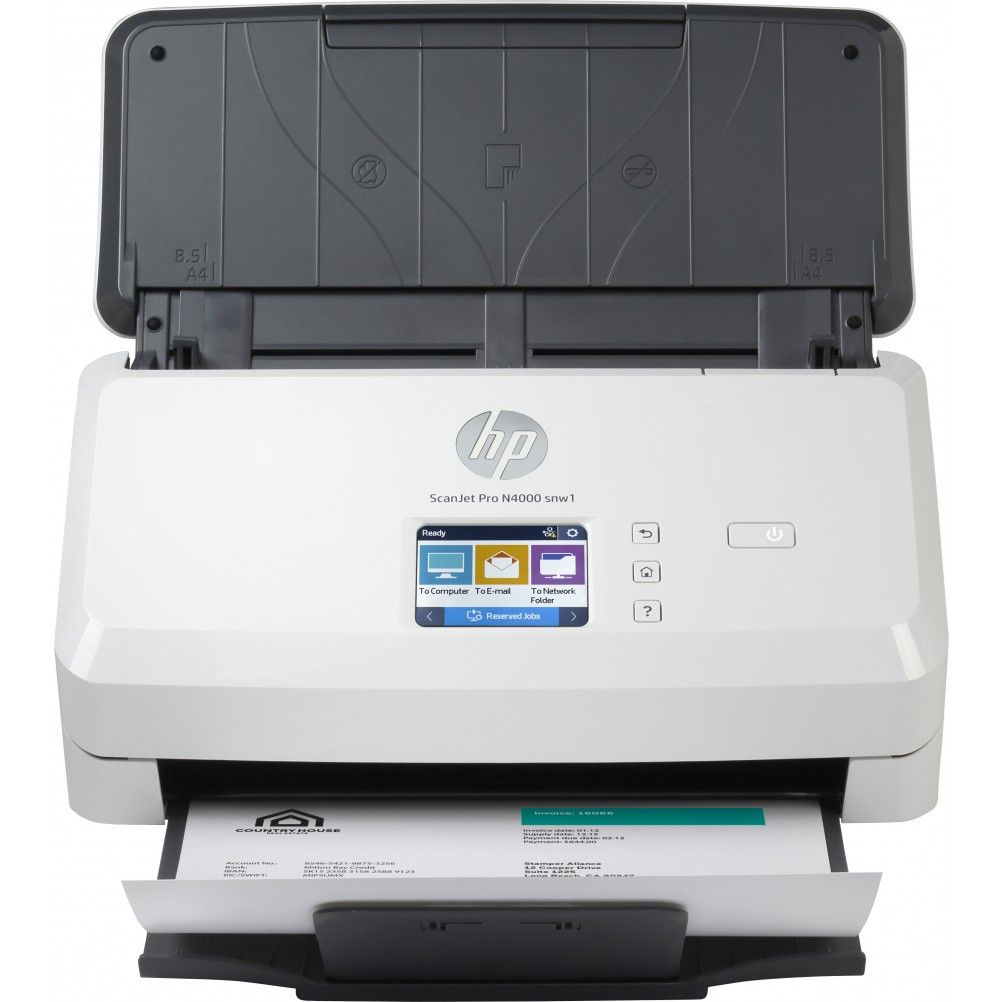 Scanner Hp Scanjet Pro N4000 Snw1, 600 X 600 Dpi, Escáner Color, Escanadeo Dúplex, Usb, Negro/Blanco 6Fw08A