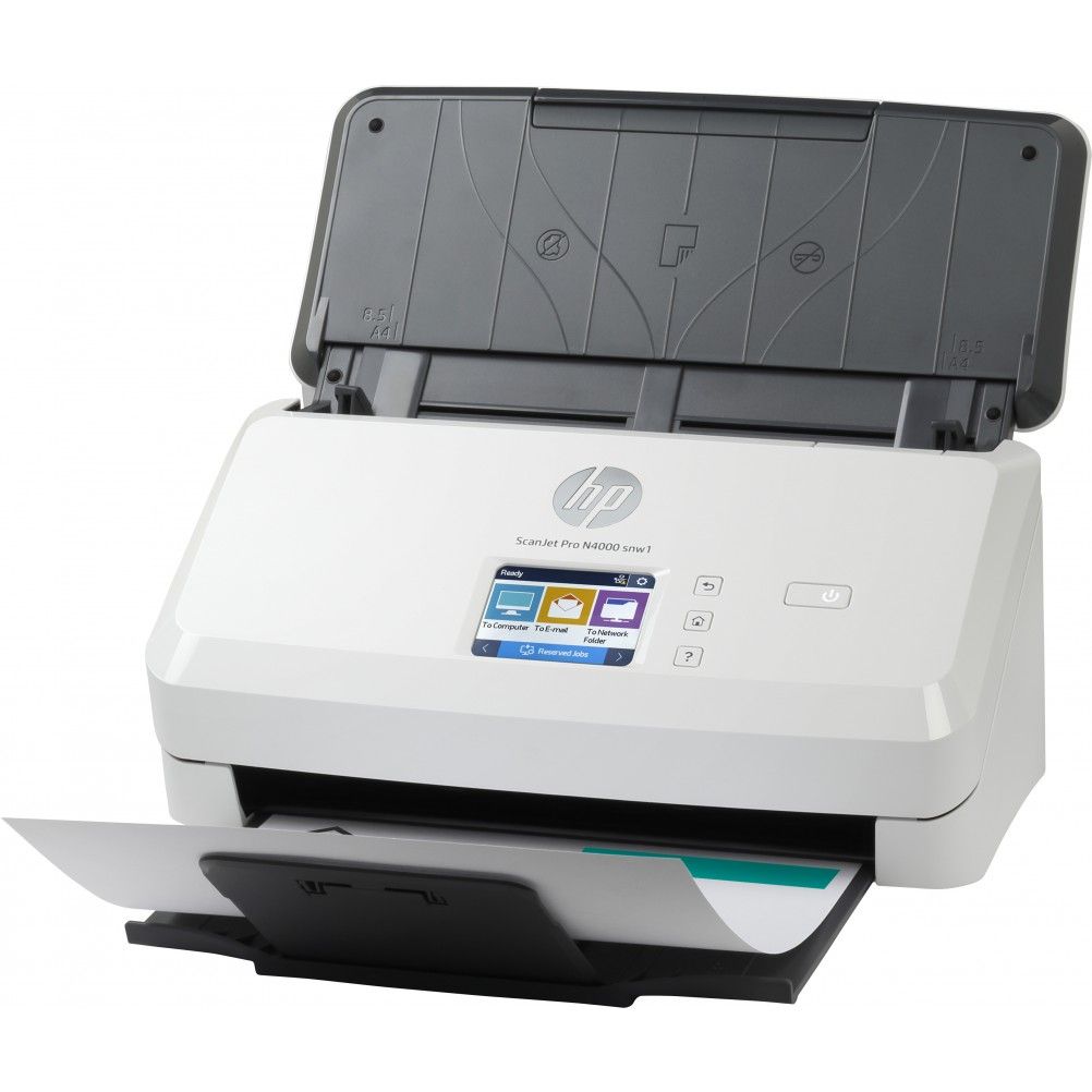 Escáner HP Scanjet Pro N4000 Snw1, 600 X 600 Dpi, Escáner Color, Escanadeo Dúplex, Usb, Negro/Blanco 6Fw08A