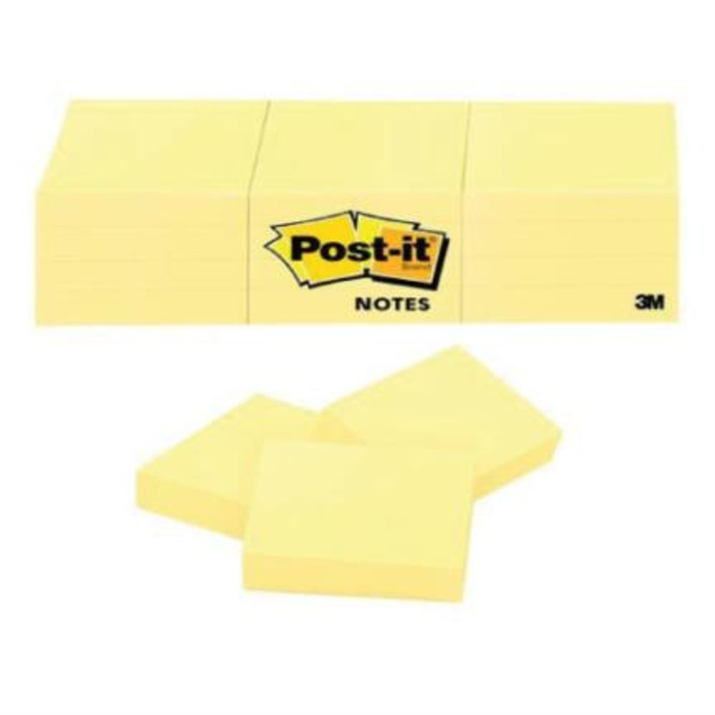 Cubo de Notas Adhesivas 3M Post-It 653 Cuadrado (1.5x2") Papel Color Amarillo 100 Hoja(s) 12 Pieza(s)