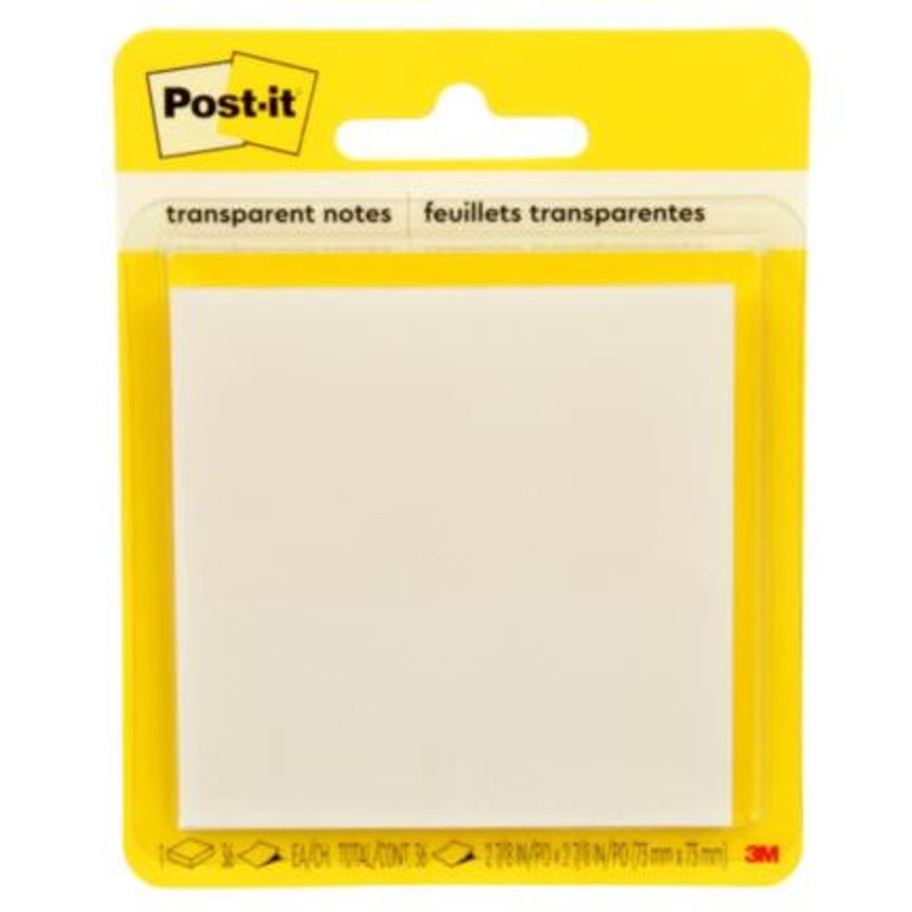 Notas Adhesivas 3M Post It Cuadrado (2.8x2.8") Transparente Blanco 36 Hoja(s) Blister