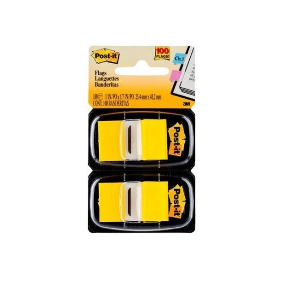 Banderitas 3M 680-YW2 amarillo estuche doble con 50 c/u. Caja c/6 estuches