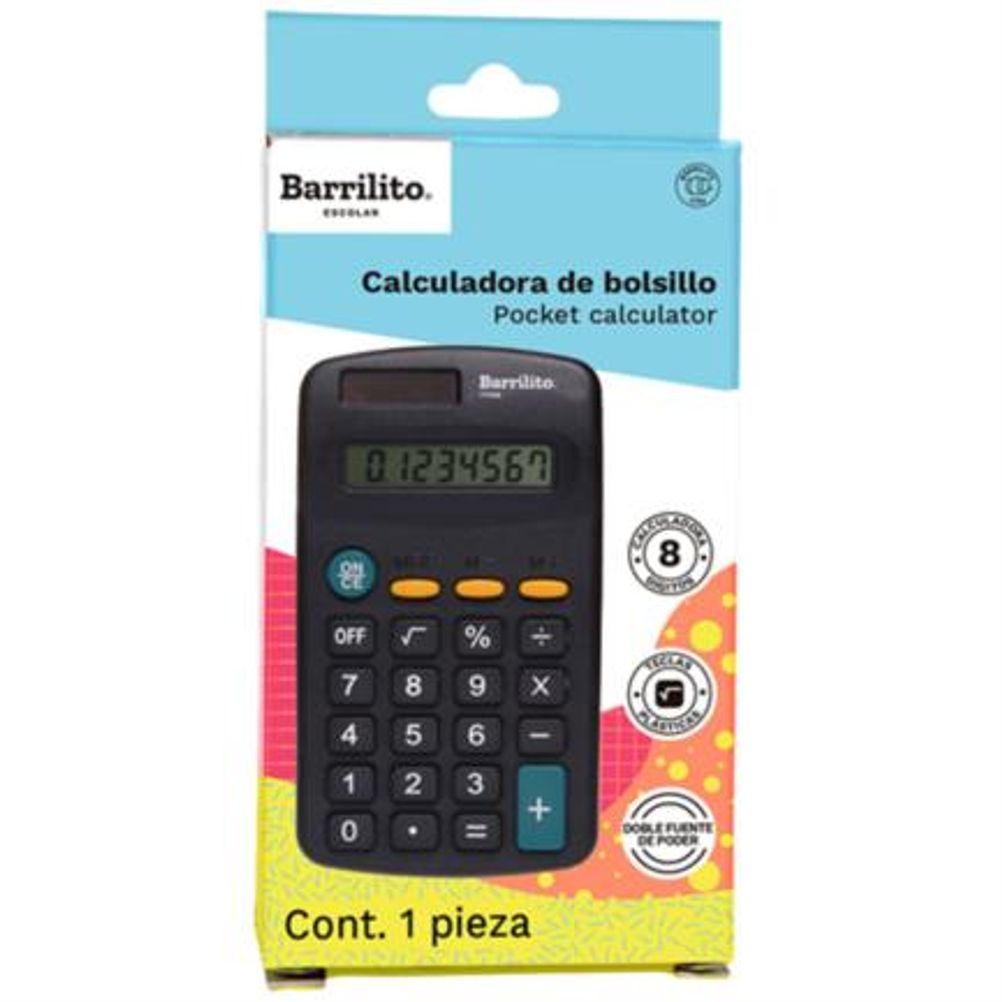 Barrilito Calculadora de Bolsillo de 8 Dígitos. 7723G