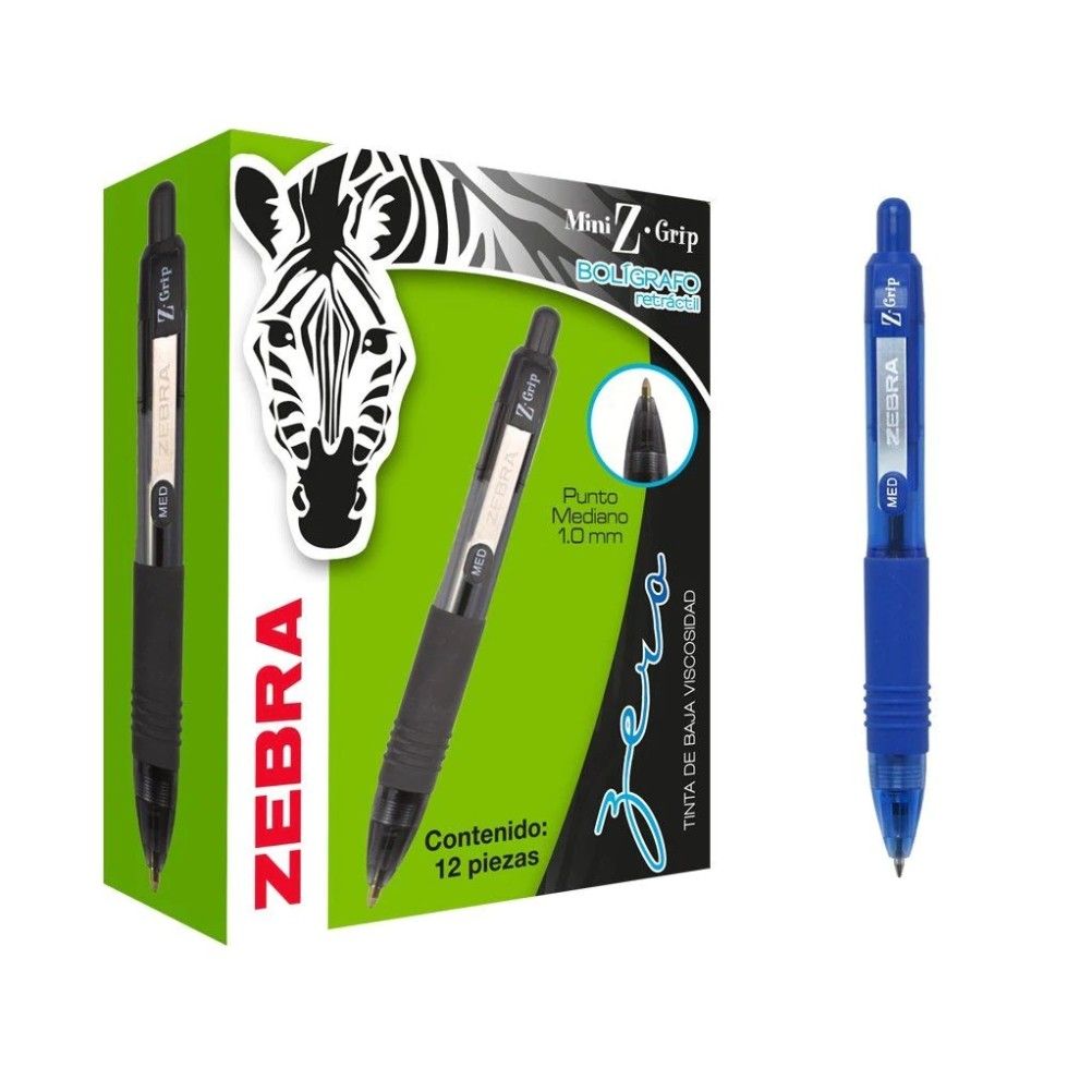 Bolígrafo Zebra 7907-01 Punta Media Retráctil Azul 12 Pieza(s)