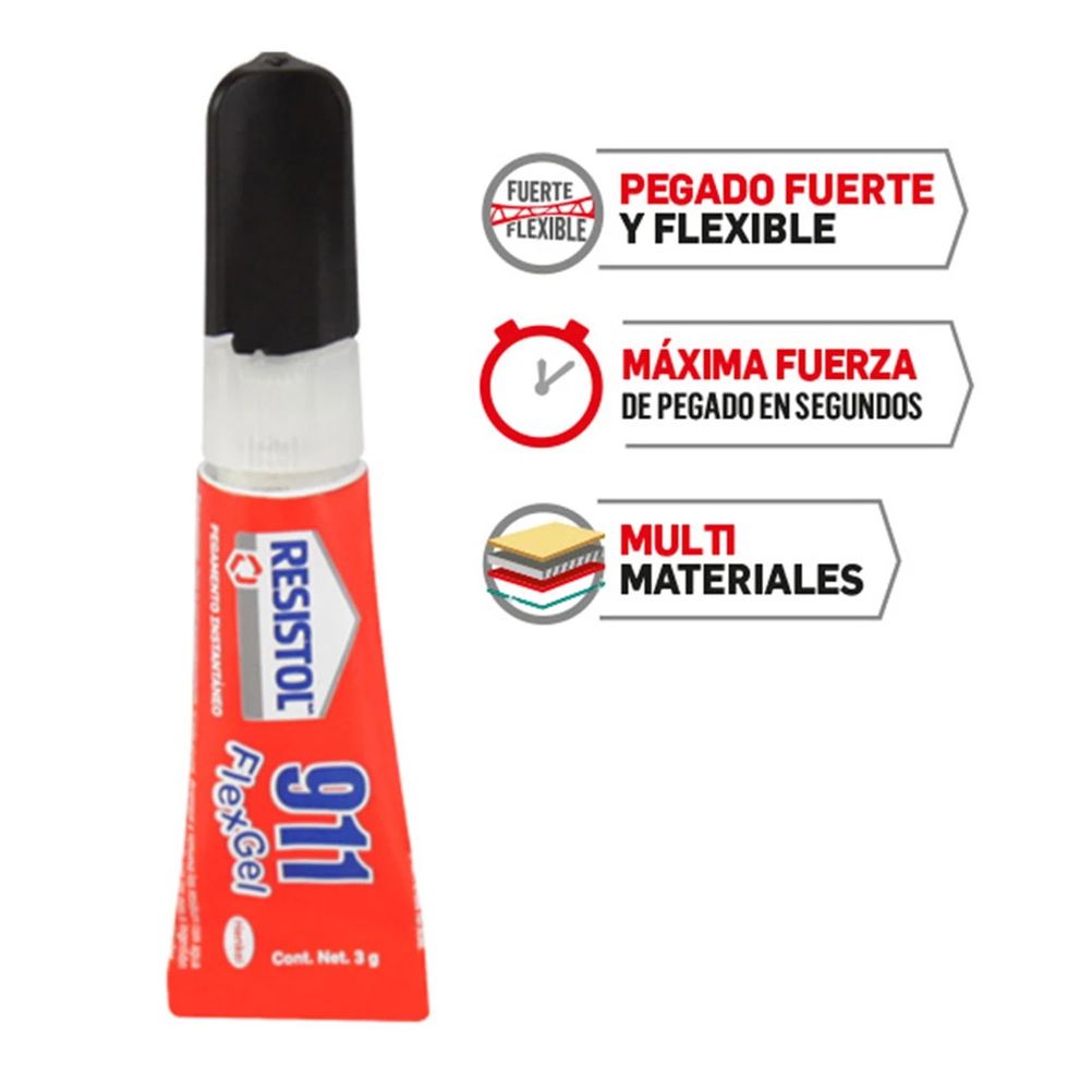 Pegamento Resistol 911 Super Gel de 3gr Secado Rapido Color Rojo